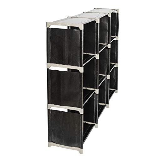 9 Cube Stackable Portable Modular Bookshelf,Non-Woven Fabric Storage Bookcase,Modular Closet Cabinet Bookcase,DIY Cube Storage Organizer Rack,with Feet,for Living Room Bedroom Office Entryway (Black)