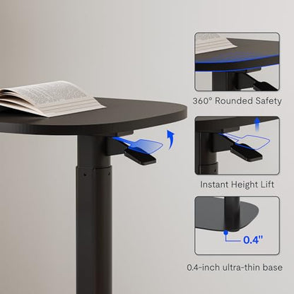 FLEXISPOT Adjustable C Table, Mobile Snack Side End Table Sofa Couch Bedside Table Laptop Cart TV Tray Night Stand Small Space Side Table(23.6" W x 13.8" D,Black) - color: Black, size: Small