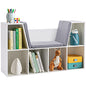 HOMCOM 6-Cubby Kids Bookcase with Reading Nook and Cushion, Multi-Purpose Storage Organizer for Bedroom, Living Room, Pure White - color: White