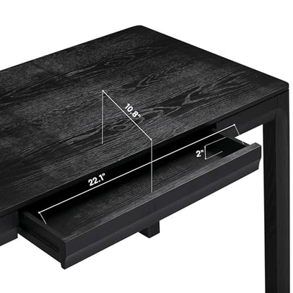 NTC Flow Modern Wooden Rectangle Desk Table with Hidden Drawer – Waterproof & Heat Resistant, Burnt Black - color: Burnt Black, size: 47 Inch, style: Desk