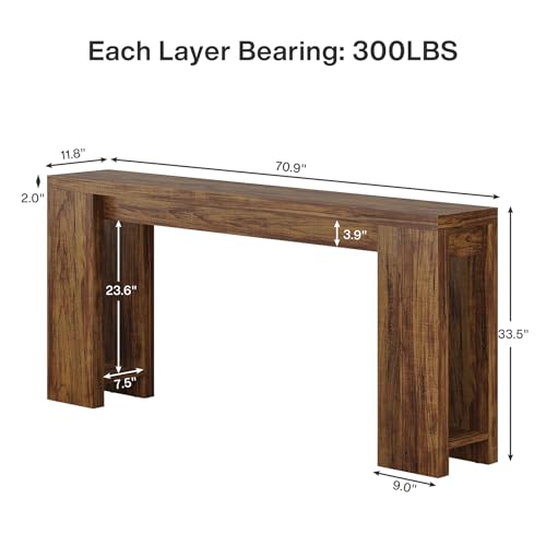 Tribesigns 70.9-Inch Extra Long Console Table, Farmhouse Wood Sofa Table Behind Couch, Narrow Entryway Accent Table for Living Room, Hallway, Entrance, Foyer, Dark Brown - color: Dark Brown