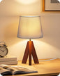 Tripod Table Lamp, 14.6" Small Bedside Lamp with Gray Linen Shade & Dark Wood Base, Modern Nightstand Lamp for Bedroom, Kids Room, Living Room, Nursery, Office, E26 Socket, LH51TL05 - color: Gray+Pearwood