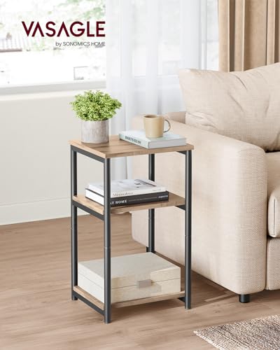 VASAGLE BARNET Collection - Side Table, Small End Table for Living Room, Modern Tall Nightstand, Bedroom, Office, Bathroom, Steel Frame, Camel Brown and Ink Black ULET273B50 - color: Camel Brown + Ink Black