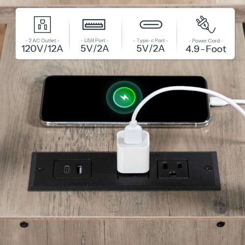 HOOBRO Set of 2 End Tables with Charging Station, Narrow Side Table with Drawers & USB Port & Power Outlets, Nightstand for Small Spaces, Living Room, Stable, Greige and Black BG541BZP201 - color: Greige + Black