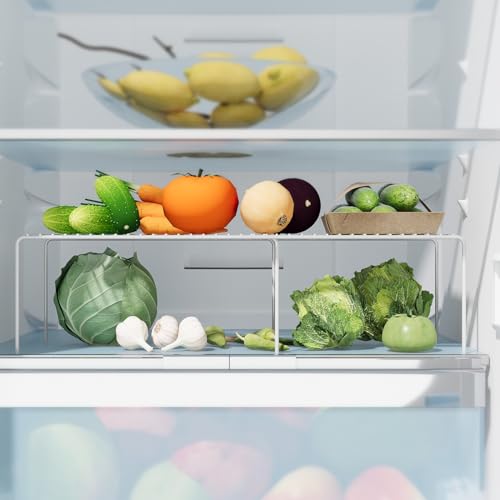 2Pack Expandable Storage Shelf, 13.5"~23" L x 9.4" W x 5.5" H, White | Adjustable Rustproof Metal Wire Spice Rack, Space Saver Kitchen Storage Shelves for Pan, Pot, Countertop, Drawer, Fridge - size: 2Pack-White-13.5-23 x 10 inch