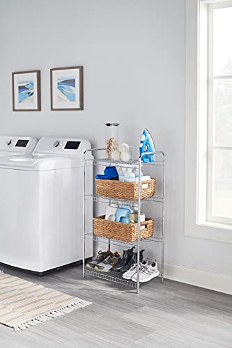 Rubbermaid 4-Tier Heavy Duty Wire Shelf, Satin Nickel, Easy Assemble with Hardware Included, for Food/Laundry/Closet Home Storage Use - style: Storage Shelf