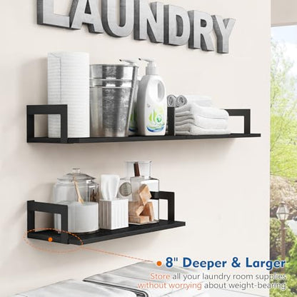 Harwaya Wall Mounted Bookshelf, Floating Bookshelves for Bedroom, 17 Inches Long Wall Mount Book Shelves for Living Room Office Books, Black Wall Book Holder Bookcase (Set of 3) - color: Black