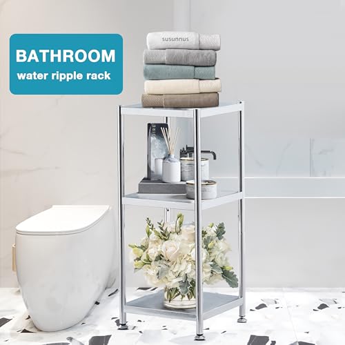 susunnus Stainless Steel Shelves 13.8in-5 Tier, Corner Shelf, Storage Shelves, Narrow Metal,Stainless Steel Shelf, Kitchen Storage Rack for Small Spaces Tall Skinny Shelf - size: 13.8in*13.8in-5T