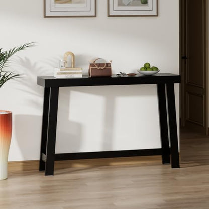47-Inch Narrow Console Table, Entryway Sofa Table for Hallway,Black | 100% Natural Bamboo slim profile, reinforced angled frame versatile wall-side placement - color: Black, style: Classic
