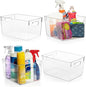 ClearSpace Clear Plastic Storage Bins – Pantry Organizers & Storage Containers, Cabinet Organizer - Home Organization Must Haves for Kitchen, Laundry Room, Office, Closet, Garage & Freezer - size: 4 Pack