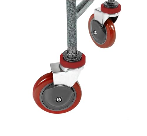 Rolling Laundry Cart with Wheels, Metal Wire Basket, Heavy Duty Utility Cart (RED) - color: Red