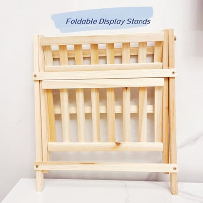 2 Tier Foldable Ladder Plant Stand Desktop Shelf Organizer Rack Wooden Display Risers For Selling L 13.3 x H 13.8 x D 7.1 in（DIY）