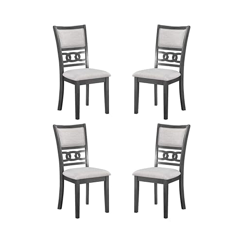 New Classic Furniture Gia Dining Chair (Set of Four), Light Gray Fabric Upholstered Seat & Back Rest, Gray - color: Grey, size: Set of 4, style: Dining Chair