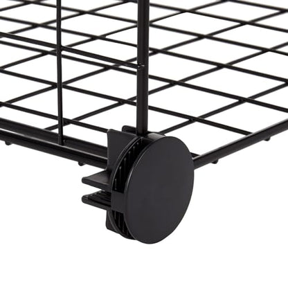 Amazon Basics 4 Cube Wire Grid Storage Organizer, Closet Organizer and Shelves, Stackable, Space-Saving, Easy to Assemble, 14"x14"x14", Black - color: Black