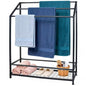 Hjarta Extra Wide 31.5 Inch Standing Towel Rack, Tall 40 Inch Free Standing Towel Rack with Storage Shelf, 3 Tier Towel Stand for Bathroom Outdoor Poolside