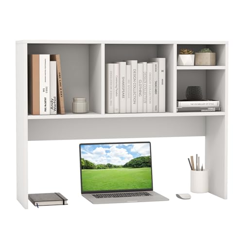 Giantex Desktop Bookshelf, Countertop Storage Hutch with 4 Shelves for Computer Desk, Dressing Tabletop Display Rack, Multipurpose Desk Hutch Storage Organizer for Home Office Dorm, White - color: White, size: 4 Shelves (28.5"H)