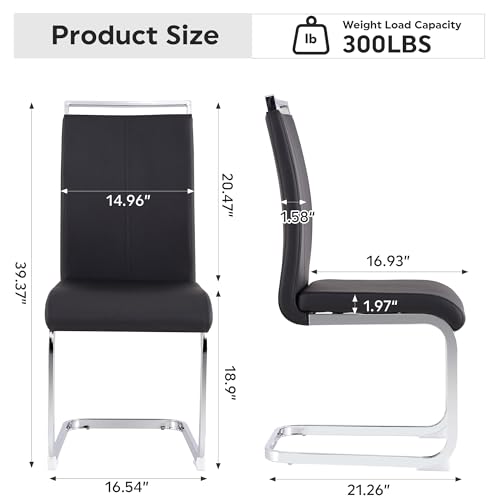 Baysitone Modern Dining Chairs Set of 2, Side & Kitchen Chairs with Faux Leather Padded Seat, High Back, for Dining, Kitchen, Living Room - Black - color: Black, size: Set of 2