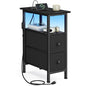 SONGMICS Side Table with LED Light, Narrow End Table with 2 Drawers, Nightstand with Charging Station, Bedside Tables for Small Space, Living Room, Bedroom, Ink Black, BELLAH Collection ULGS002B101 - color: Ink Black, size: 1 Pack (8.5"D x 18.1"W x 23.8"H