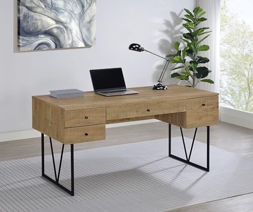 Coaster Home Furnishings - Analiese - Wood - 4-Drawer Writing Desk with Metal Legs, and V-Bracing Profile - Home Office - 63-Inch - Mango - 801851 - color: Mango