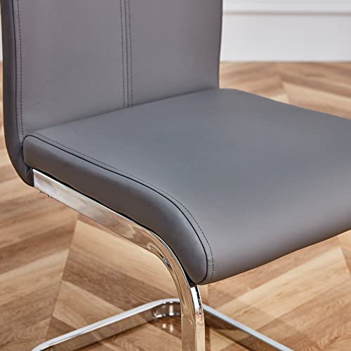 Baysitone Modern Dining Chairs Set of 2, Side & Kitchen Chairs with Faux Leather Padded Seat High Back, for Dining, Kitchen, Living Room - Grey - color: Grey, size: Set of 2