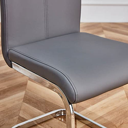 Baysitone Modern Dining Chairs Set of 2, Side & Kitchen Chairs with Faux Leather Padded Seat High Back, for Dining, Kitchen, Living Room - Grey - color: Grey, size: Set of 2