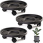 Rolling Plant Stand with Wheels 3 Pack 15.7 Inch Plant Caddy with Wheels Heavy Duty Plant Dolly Roller Base with Wheels Round Flower Pot Rack Holder Planter Trolley Tray, Black - color: Black, size: 15.7 inch