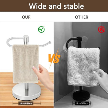 Hand Towel Holder Stand, 14.37 inch Standing Towel Racks for Bathroom, Stainless Steel Free Standing Towel Rack, Heavy Weight Towel Bar for Bathroom Vanity Countertop &Kitchen