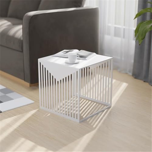 LeisureMod Mid-Century Design Square Side/End Table, Steel Powder Coated Finish, Perfect for Modern and Contemporary Living Space, White - color: White