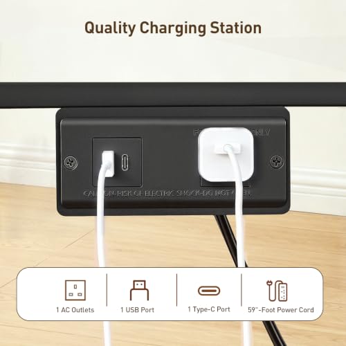 RALGEND Printer Stand with Computer Tower Stand, 2-in-1 Mobile Printer Table Under Desk PC Shelf, 2-Tier PC Tower Stand for Floor, Detachable CPU Holder Cart with Charging Station & Lockable Wheels