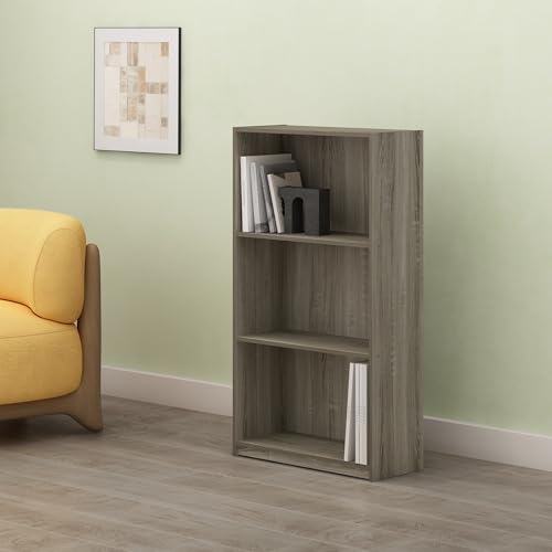 Hagen 3-Tier Bookshelf, 40 Inch Tall Bookcase, for Home Office, Study, Living Room, Olive Oak - color: Olive Oak, size: 21.8(W)x39.5(H)x9.3(D) inches