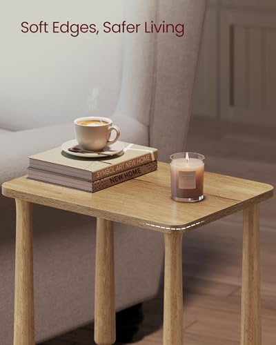 VASAGLE Mariel Collection - Side Table, Accent Nightstand for Small Spaces, Rectangular End Table with Shelf, Solid Wood Legs, Mid-Century Modern, Living Room Bedroom, Natural Brown ULET294HC01S - color: Natural Brown