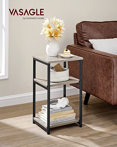 VASAGLE BARNET Collection - Side Table, Small End Table for Living Room, Modern Tall Nightstand, Bedroom, Office, Bathroom, Steel Frame, Heather Greige and Ink Black ULET273B02 - color: Heather Greige + Ink Black