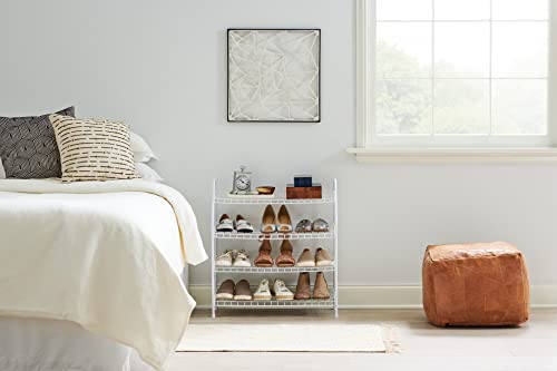 Rubbermaid 4-Tier Wire Shoe Rack, White, Simple Assemble, Storage Shelf for Organization in Bedroom/Closet - style: Shoe Shelf