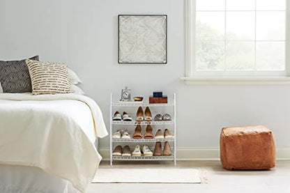 Rubbermaid 4-Tier Wire Shoe Rack, White, Simple Assemble, Storage Shelf for Organization in Bedroom/Closet - style: Shoe Shelf