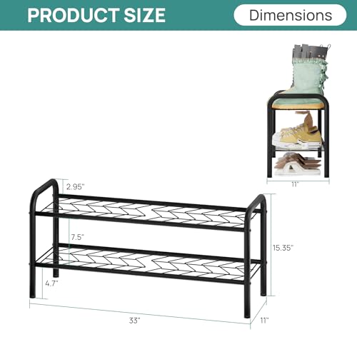 viewcare Shoe Rack for Closet, 2-Tier Long Shoe Rack for Entryway & Garage, Sturdy Metal Construction, Shoe Organizer Holds 6-10 Pairs - size: 2-Tier(Long)
