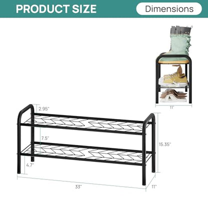 viewcare Shoe Rack for Closet, 2-Tier Long Shoe Rack for Entryway & Garage, Sturdy Metal Construction, Shoe Organizer Holds 6-10 Pairs - size: 2-Tier(Long)