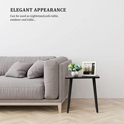 FORAOFUR Side Table, Modern Accent End Table with Wooden Legs, Easy to Assemble Mini Living Room Table for Sofa Bedroom, Minimalist Black Furniture for Small Apartments and Limited Spaces | Minimalist black wood legs, fits sofa/bedroom/living, compact, li
