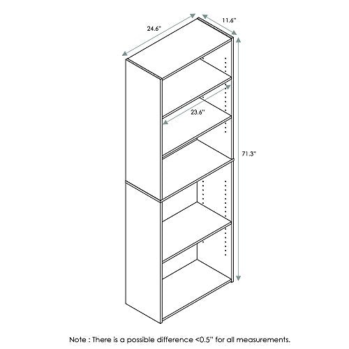FURINNO Wright 5-Shelf Bookcase, Cinnamon Cherry - color: Cinnamon Cherry, size: 5-Tier, Adjustable