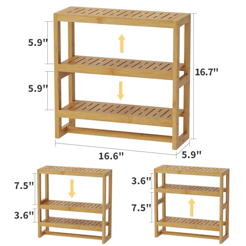 Bathroom Shelves with Hanging Bar Over Toilet Storage - Adjustable Wall Organizer (Natural) - color: Natural