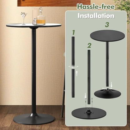 ERGOMASTER Two-in-one Adjustable Height Bar Tables, 24-inch Round Cocktail Table with Sturdy Metal Base, 40"/22" Two Convertible Height High Top Pub Table for Home Bar, Restaurant Bistro (2, Black) - color: Black, size: Diameter：23.99‘’