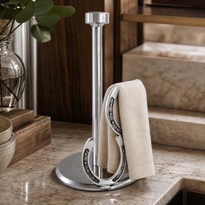 Arthur Court Horseshoe Paper Towel Holder - Decorative Aluminum Equestrian Kitchen Accessory - 12.5 Inch Tall - size: Horseshoe