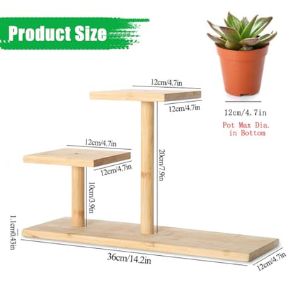 Desktop Plant Stand Indoor Bamboo Mini 3 Tiered Windowsill Shelf Desk Tabletop Shelf Holder Desk Organizer Display Rack for Outdoor Garden Balcony Patio