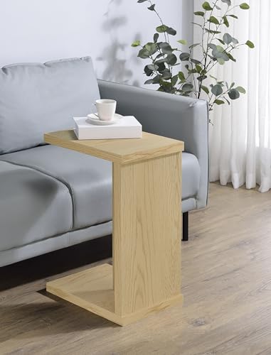 Coaster Home Furnishings - Clower - Wood - C-Shaped Side Table with Rectangular Top, Open Form, and Square Edges - Living Room - Light Oak - 930275 - color: Light Oak
