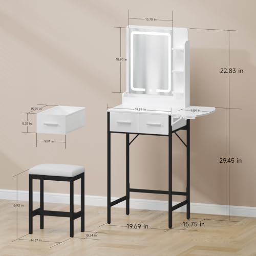 Small Vanity Desk for Mini Space: Compact Makeup Table Set for Tiny Bedroom - Space Saving Vanity for Girls - color: Black