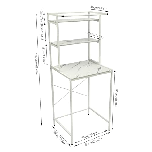 Over Washer and Dryer Shelves,Dryer Storage Shelf,3 Tiers Laundry Room Storage and Organizer Standing Shelf,Height Adjustable Laundry Room Shelves, Load-bearing Capacity 22lbs (White 3 Tiers) - color: White