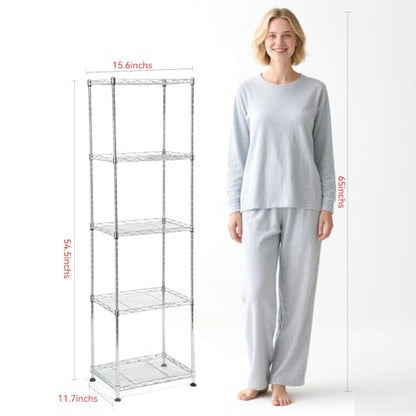 Chrome Small 5 Tiers Wire Shelving NSF Certified. Adjustable Storage Rack for Kitchen,Garage,and Laundry Utility Room (Chrome-Small-5Tiers-16x12x55) - size: Chrome-5Tiers-16x12x55"