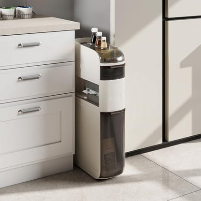 Giantex 4-Tiers Narrow Bathroom Storage Cabinet, Slim Rolling Toilet Paper Organizer w/Drawers, Tissue Box, Movable Plastic Storage Cart for Laundry Living Room Kitchen (17” x 7” x 30”（4 Tiers）) - size: 17” x 7” x 30”（4 Tiers））