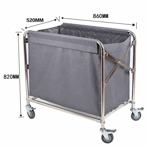 Collapsible Laundry Cart with Wheels Industrial 12 Bushel (400l) Commercial Laundry Hamper Large Heavy Duty Rolling Laundry Basket Waterproof Laundry Trucks for Home Organizer Storage - color: Gray