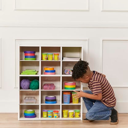 ECR4Kids Streamline 15 Cubby Tray Storage Cabinet, 5x3, Classroom Furniture, White Wash - color: White