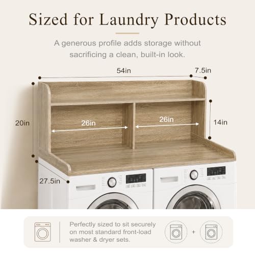 Royxen Laundry Countertop with 20" Shelf Universal Fit, Washer and Dryer Countertop with Storage Space, Laundry Room Storage (White Oak) - color: White Oak